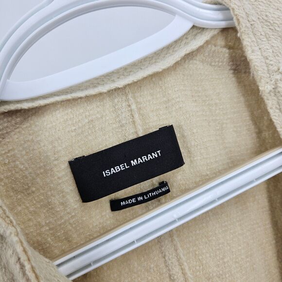 Isabel Marant Cardigan Jacket Tan Kailey Wool Angora Raw Edges Zip Sz 40 - Picture 7 of 9